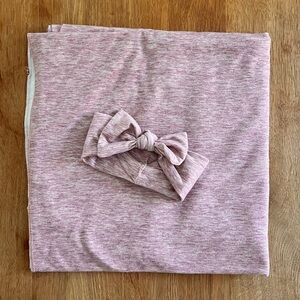 Copper Pearl Maeve Soft Heathered Pink Knit Baby Swaddle Blanket & Headband Bow